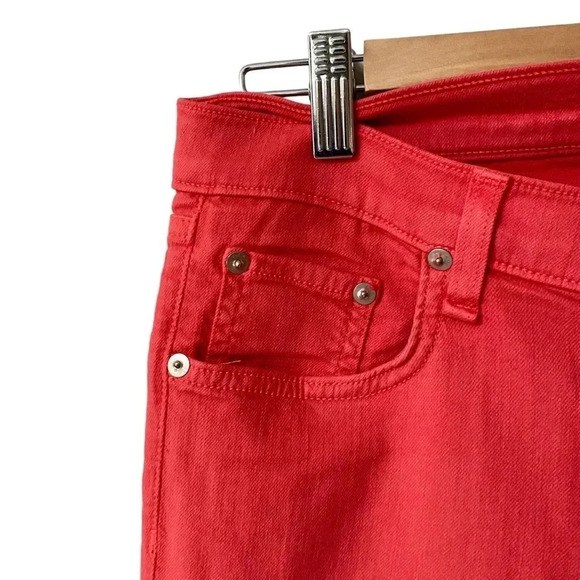 rag & bone Zipper Capri Jeans 30 Vermillion Coral Pink Cropped Skinny High Rise - Picture 3 of 14